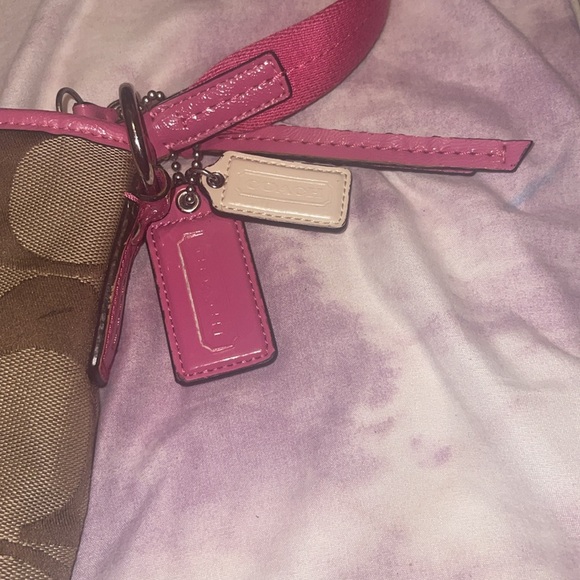 Coach Signature Crossbody Purse Messenger Bag Shoulder TanPink. - Picture 2 of 6